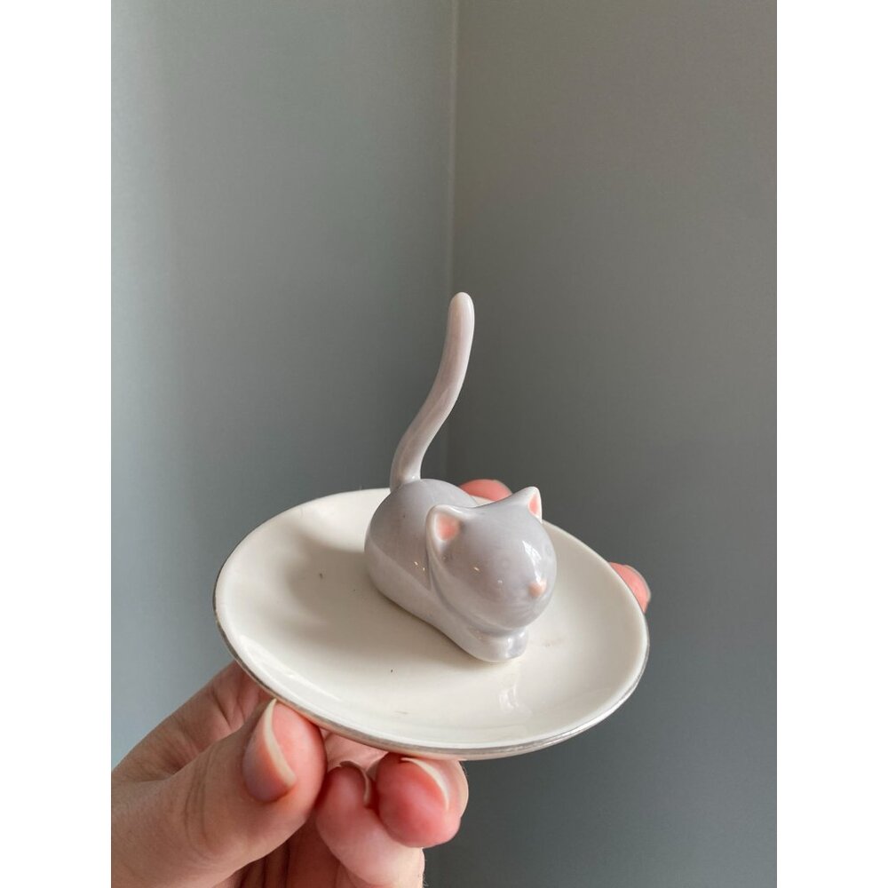 Cat Ring Holder Dish Jewelry Tray Decorative Figurine 3.5" Tall